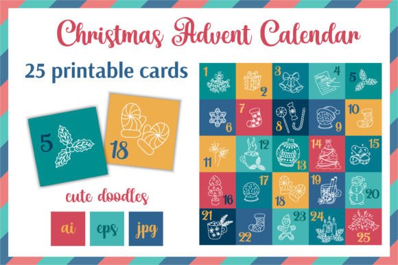 Advent Calendar JPG Christmas Cards: Festive Illustrations