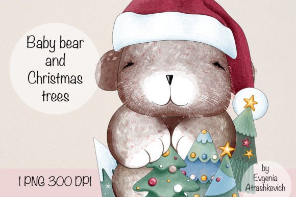 Baby Bear Christmas Tree Sublimation: Fresh Illustrations