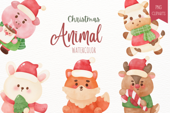 Christmas Animal New Year Watercolor Illustrations Review