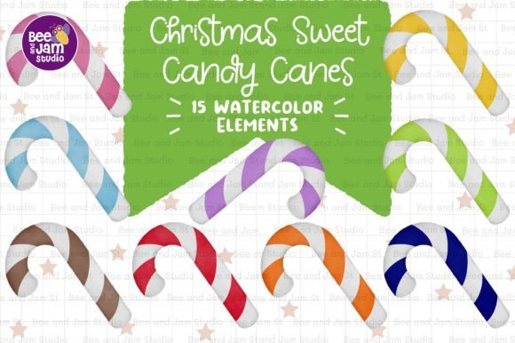 Christmas Candy Cane Watercolor PNG: Festive Illustrations