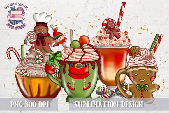 Christmas Chocolate Cup Sublimation PNG for Illustrations