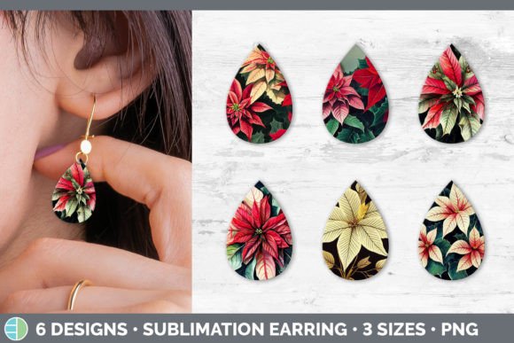 Christmas Poinsettia Teardrop Earring Illustrations Review