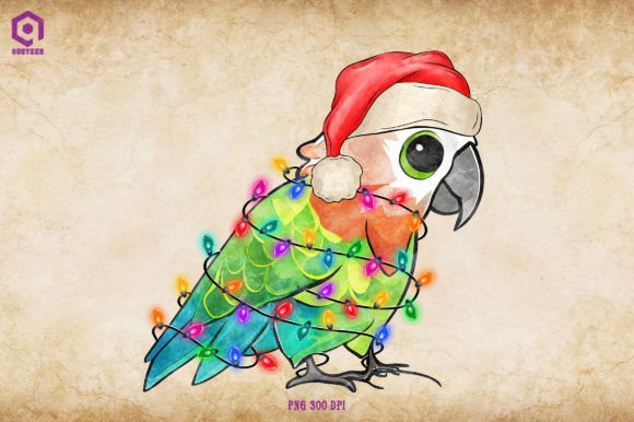 Parrot Christmas Tree Lights: Festive Illustrations