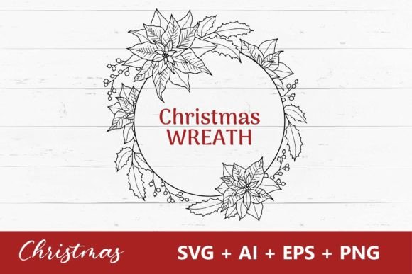 Poinsettia SVG Christmas Wreath Illustrations Review