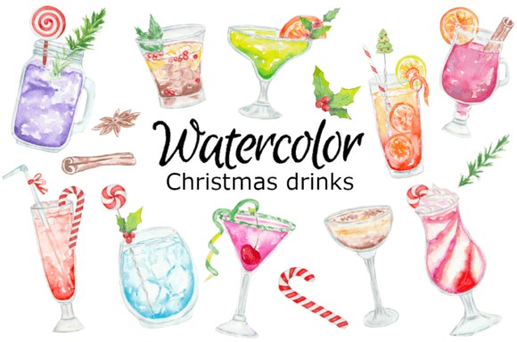 Review: Christmas Drinks Watercolor Clipart for Stitching