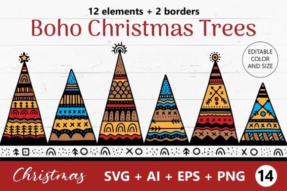 Review: Christmas Tree SVG Clipart Boho Ornament Illustrations