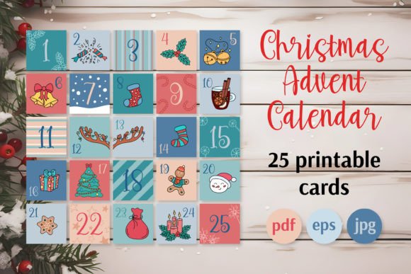 Reviewing Christmas Advent Calendar Xmas Cards Illustrations