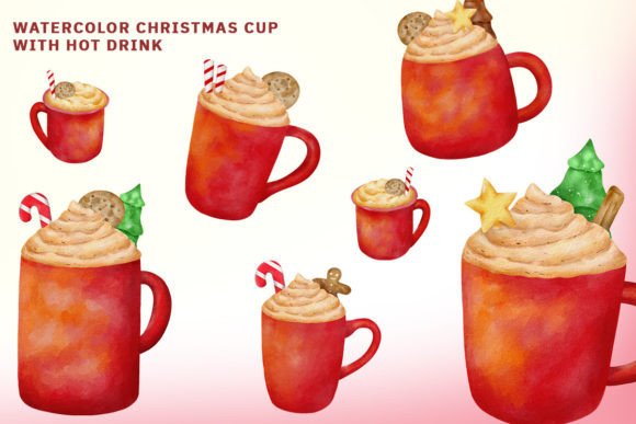 Watercolor Christmas Cup: Festive Illustrations