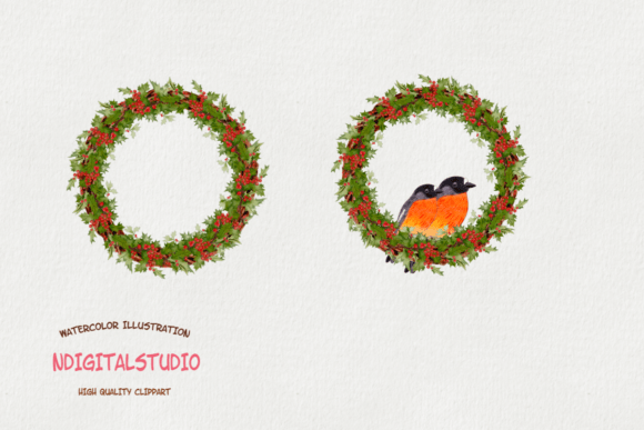 Watercolor Christmas Wreath Clipart & Illustrations Review