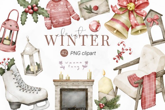 Watercolor Winter Christmas Clipart: Premium Illustrations