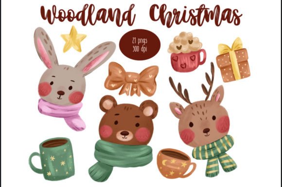 Woodland Christmas, Cute Animals: Festive Illustrations
